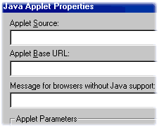Insert Java applets using the Insert menu!