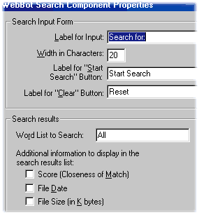Add Search functionality to your website with a Webbot