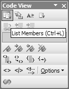 Code View Toolbar - List Members.